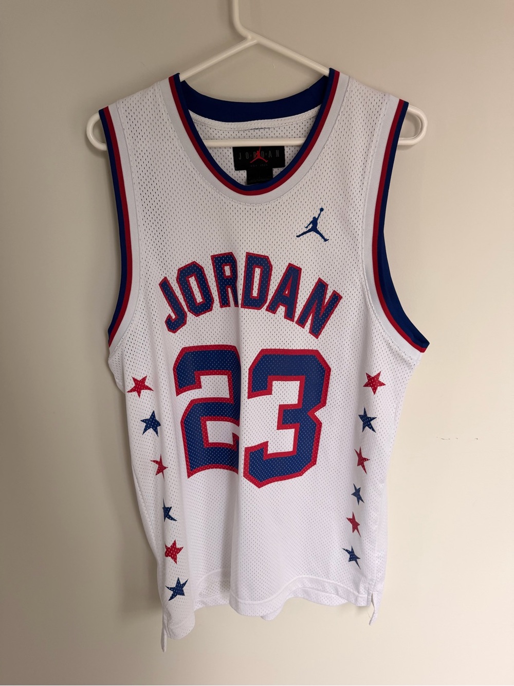 Jordan White Blue Red #23 Basketball Jersey